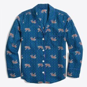 J.Crew Blue Pajama Top with Animal Print